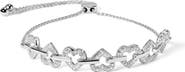 Haus of Brilliance Silver 1/2 Cttw Diamond Alternating Heart Link Adjustable Bolo Bracelet