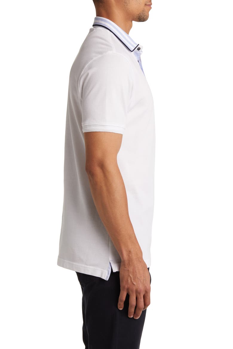 Trim Fit Stripe Collar Short Sleeve Polo, Alternate, color, WHITE