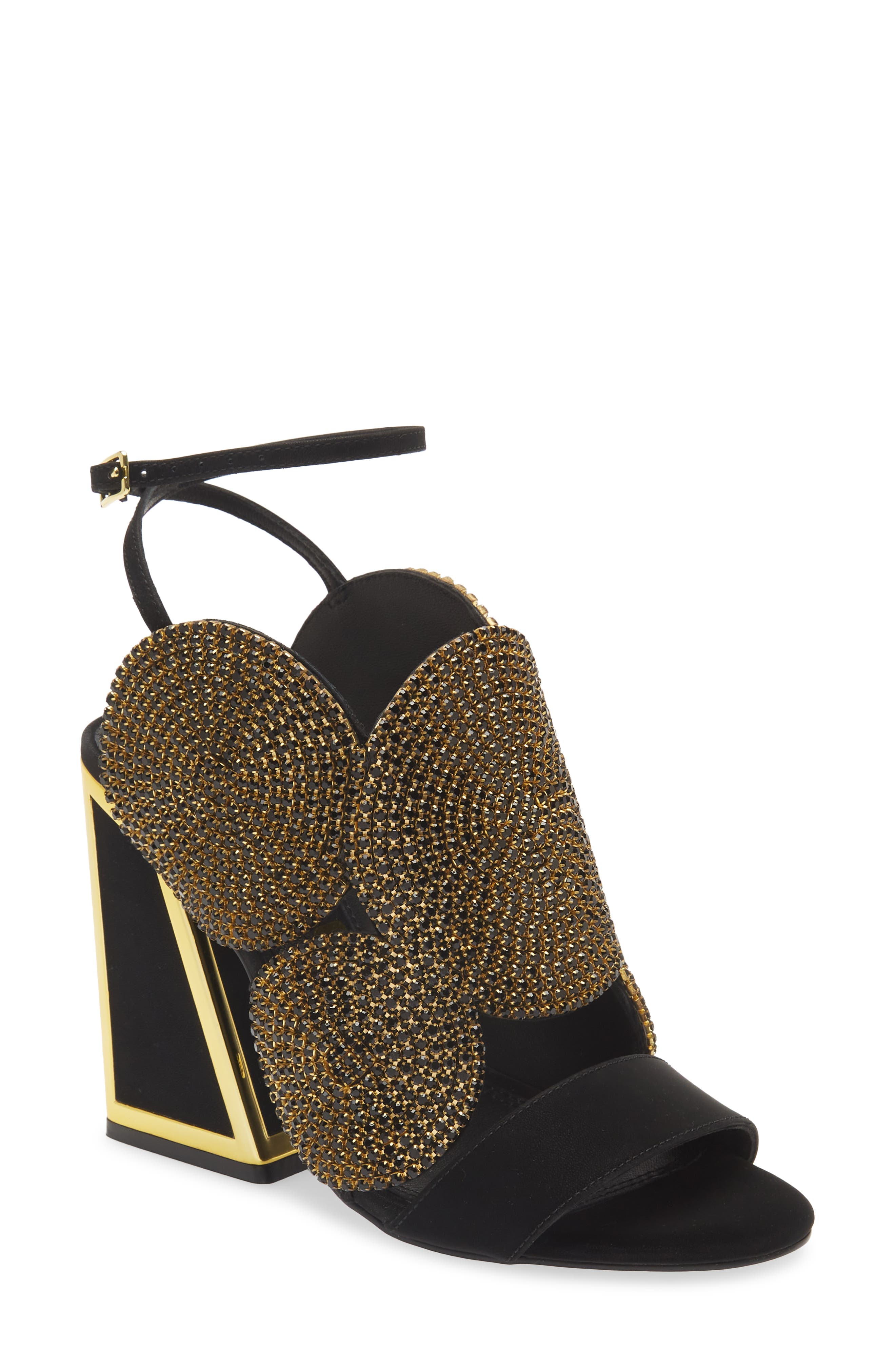 KAT MACONIE Frida Crystal Medallion Ankle Strap Sandal, Main, color, 