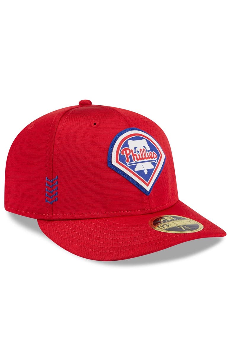 Men's New Era  Red Philadelphia Phillies 2024 Clubhouse Low Profile 59FIFTY Fitted Hat, Alternate, color, Red