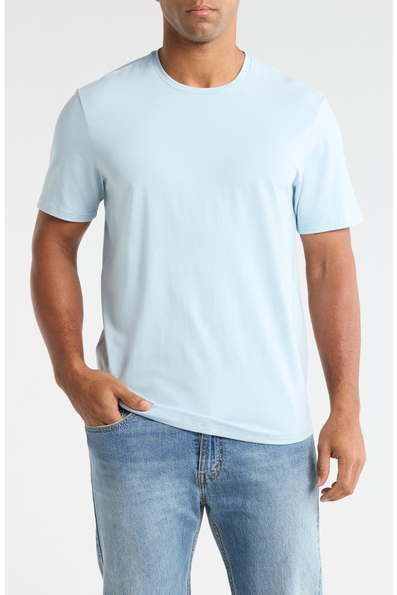 Crewneck Stretch Cotton T-Shirt, Main, color, BLUE WINTER