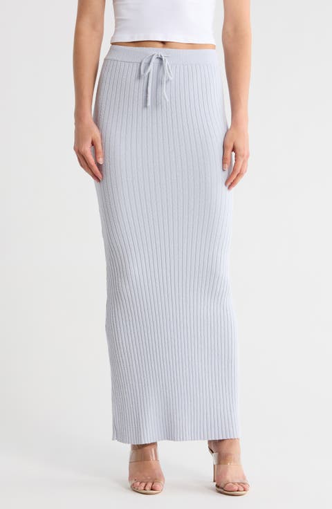 Terry Ribbed Maxi Skirt (Regular & Plus)