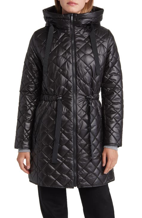 Sam Edelman Diamond Quilted Coat in Black on sale at Nordstrom, Size Medium