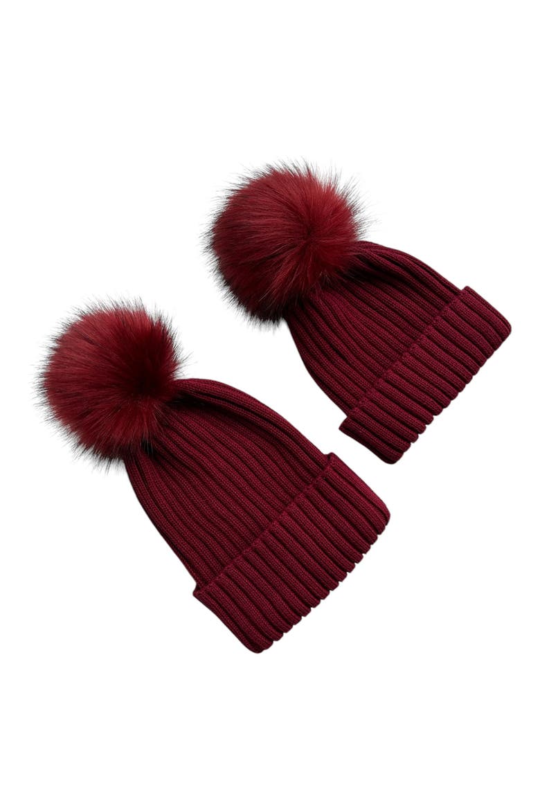 Mom n Me Beanie Set, Main, color, BURGUNDY