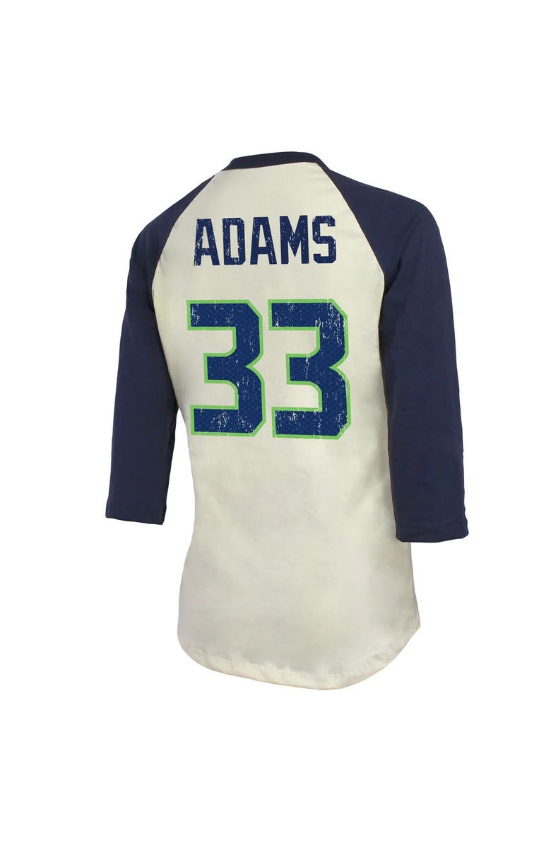 Majestic Threads Women's Fanatics Branded Jamal Adams Cream/Navy Seattle Seahawks Player Raglan Name & Number 3/4-Sleeve T-Shirt, Alternate, color, 