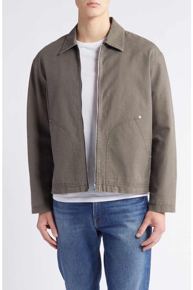 Garment Washed Denim Trucker Jacket, Main, color, OLIVE GREEN