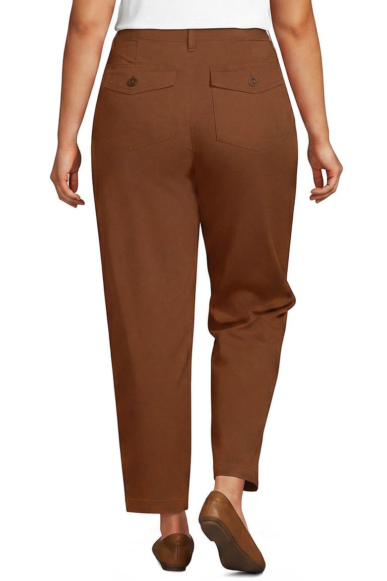 Plus Size Chino High Rise Barrel Leg Utility Ankle Pants, Alternate, color, Rich Ginger Brown