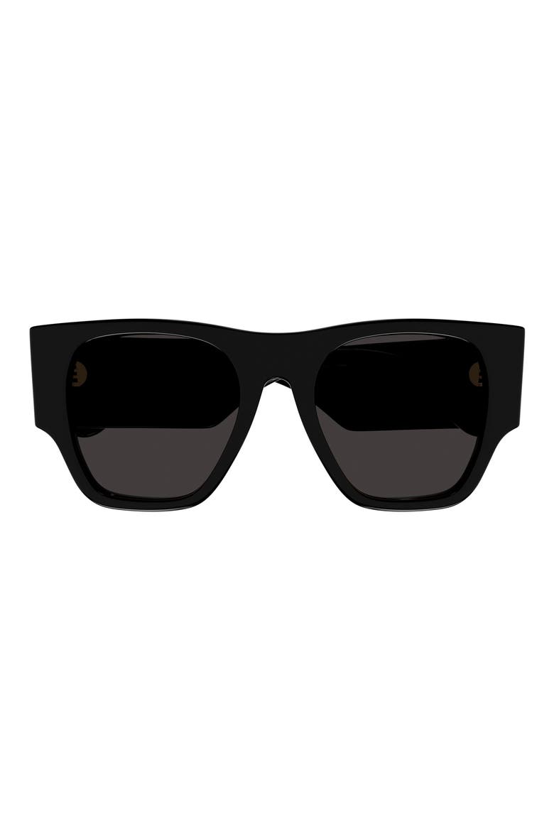 53mm Rounded Square Sunglasses, Main, color, BLACK