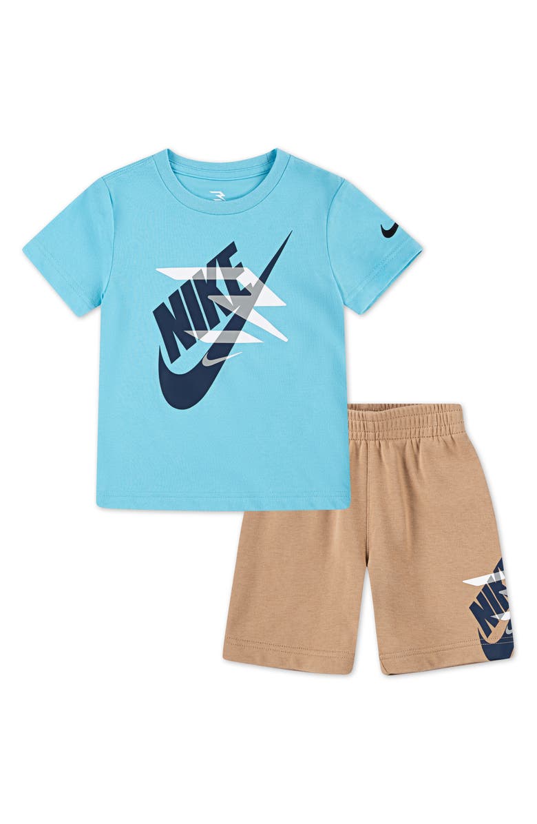 3 Brand Icon Duo Logo Graphic T-Shirt & Shorts Set, Main, color, Turquoise Waves