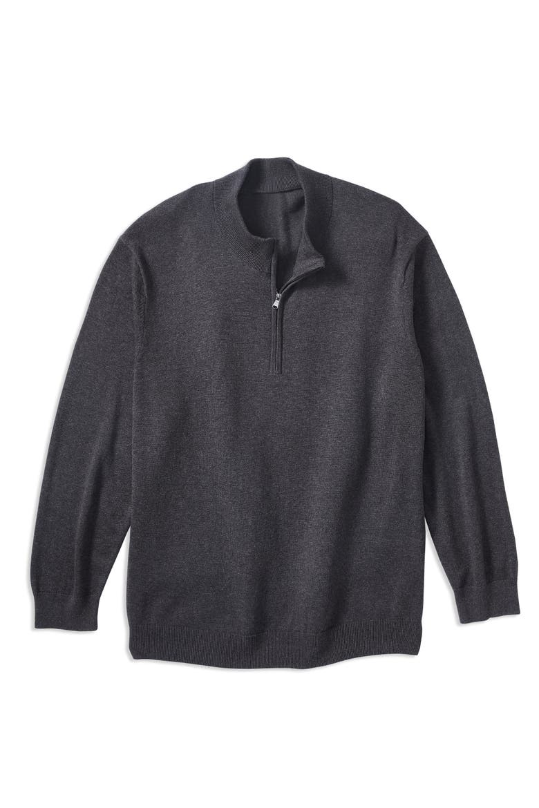 Big & Tall Quarter-Zip Pullover Sweater, Alternate, color, CARBON HTR