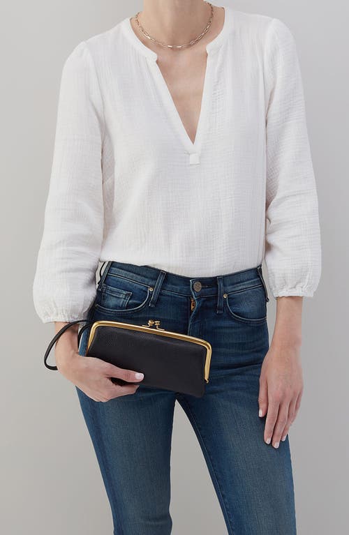 Hobo Large Cora Leather Frame Wallet In Black
