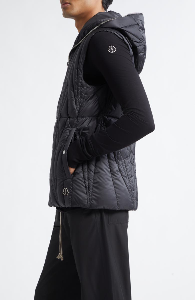 Moncler x Rick Owens Geocamo Ziplock Hooded Down Vest, Alternate, color, Black
