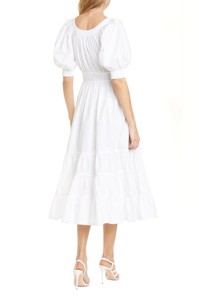 Juniper Puff Sleeve Midi Dress, Alternate, color, BLANC