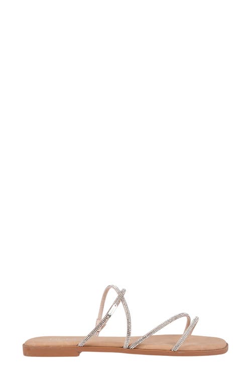 Bebe Rhinestone Tubular Slide Sandal In Tan