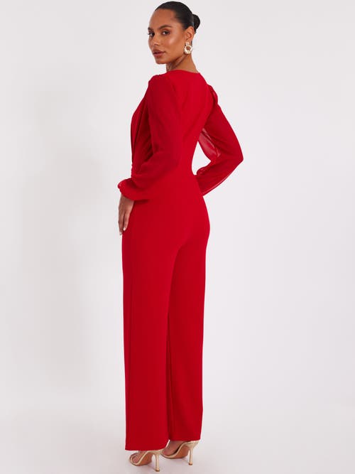 Quiz Chiffon Buckle Palazzo Jumpsuit In Red
