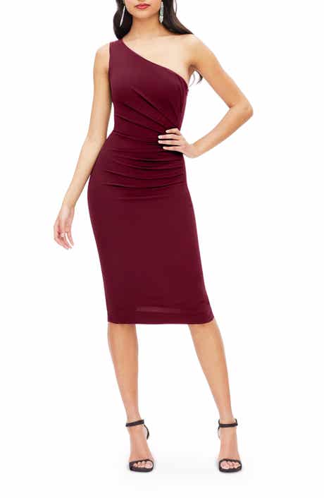 Dress the Population Martine Stretch Crepe One-Shoulder Dress