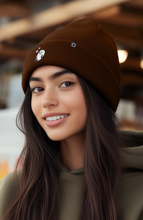 Dalix Heartly Ghost Beanie In Brown