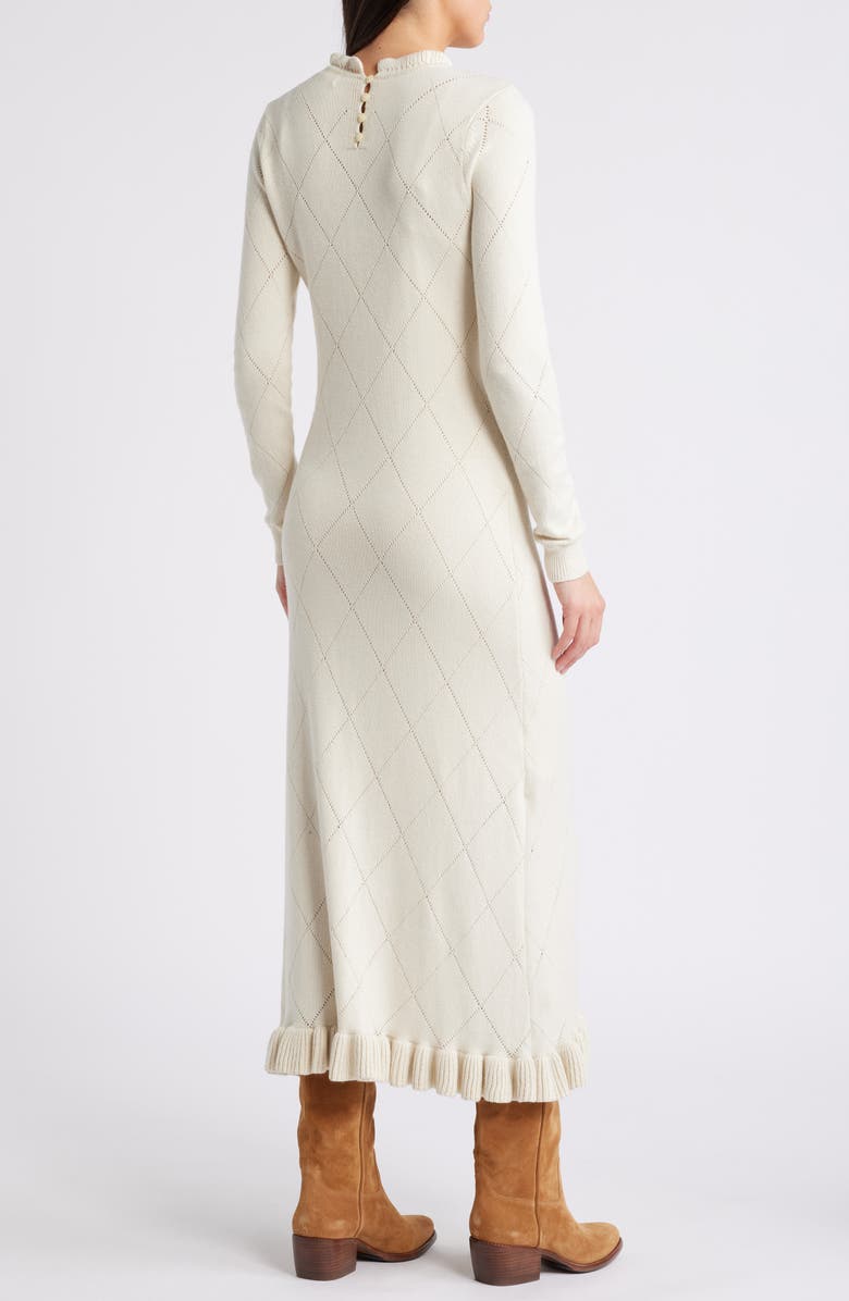 Treasure & Bond Pointelle Long Sleeve Cotton Blend Sweater Dress, Alternate, color, Ivory Dove