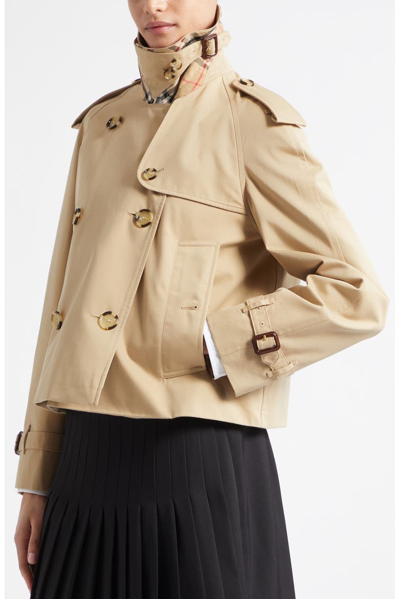 Haltye Cotton Gabardine Crop Trench Jacket, Alternate, color, HONEY