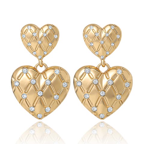 Double Heart Drop Earrings