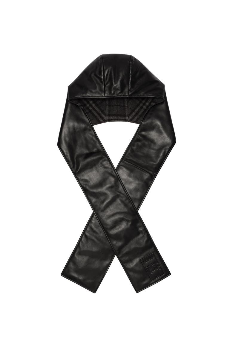 Leather Hooded Scarf, Main, color, Black