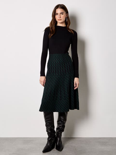 Diamond Skirt Plain Top Knit Dress