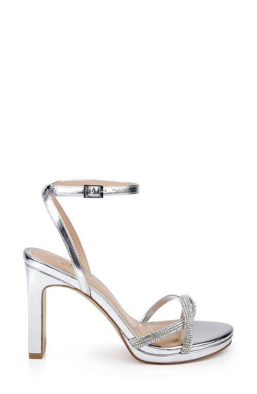 Jewel Badgley Mischka Fila Ankle Strap Platform Sandal In Silver