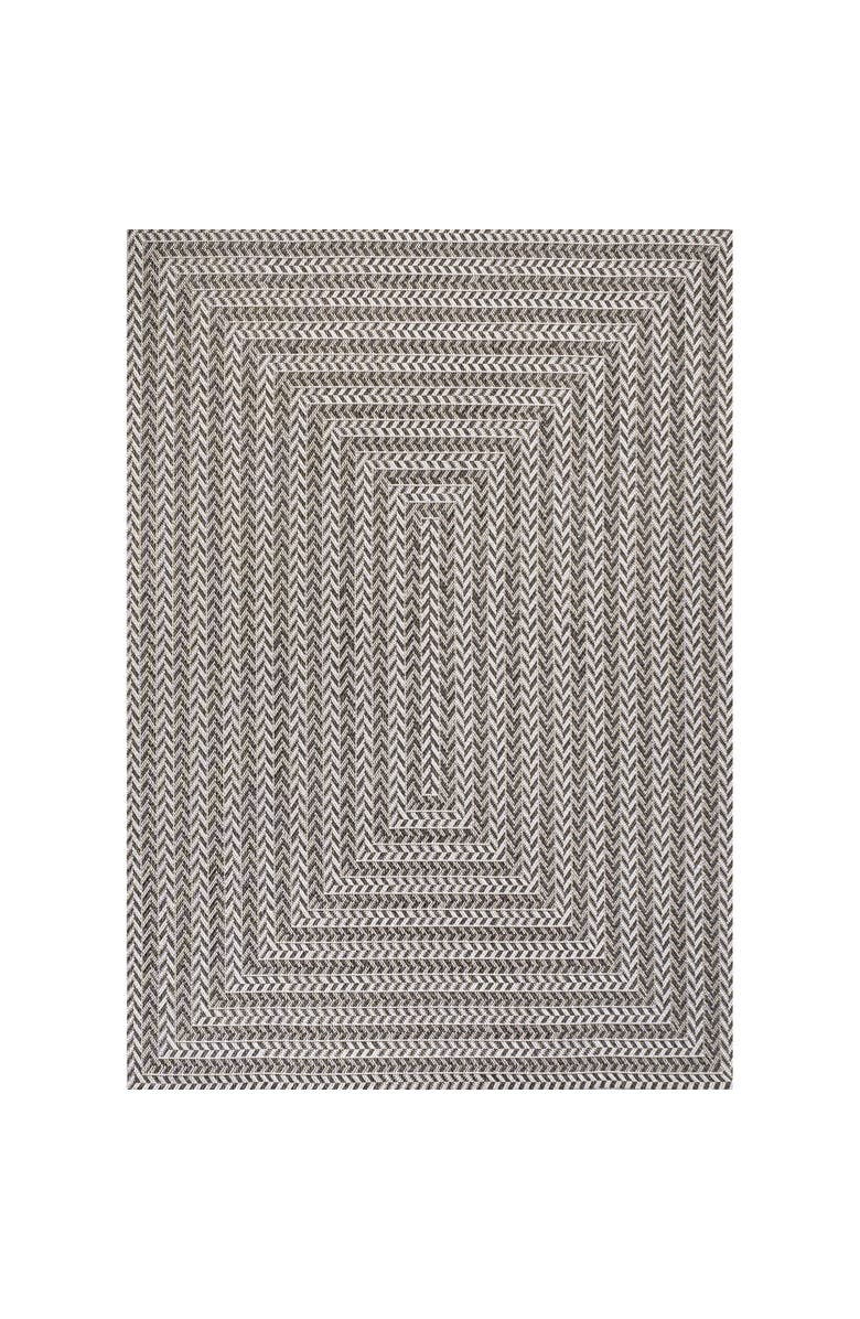 JONATHAN Y Chevron Modern Concentric Squares Indoor/Outdoor Area Rug, Main, color, Black/Light Gray