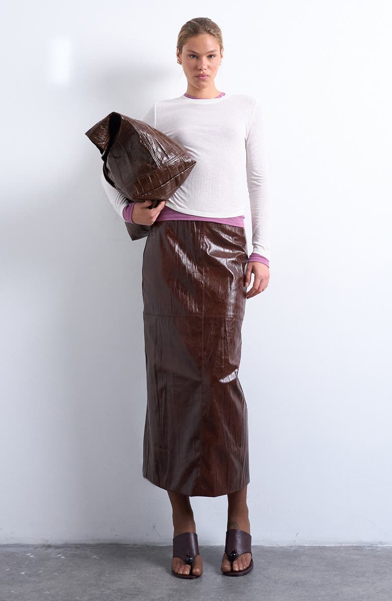 Topshop Layered Long Sleeve Rib T-Shirt, Alternate, color, Cream And Pink