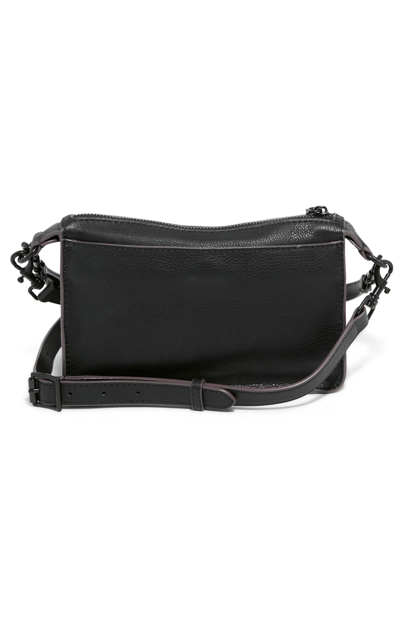 AIMEE Mini Saddle Up Convertible Leather Crossbody Bag, Alternate, color, Black W/ Black