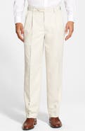 Berle Self Sizer Waist Pleated Classic Fit Microfiber Trousers