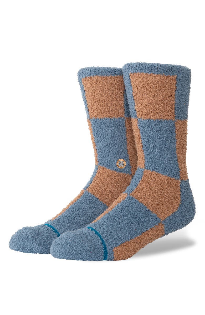 Stance Patchwork Cozy Crew Socks, Main, color, Seablue
