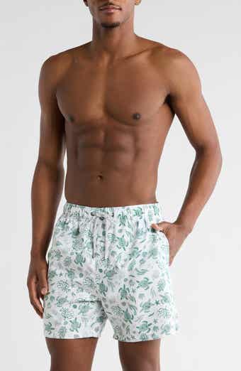 Vintage Summer Turtle Print Swim Shorts