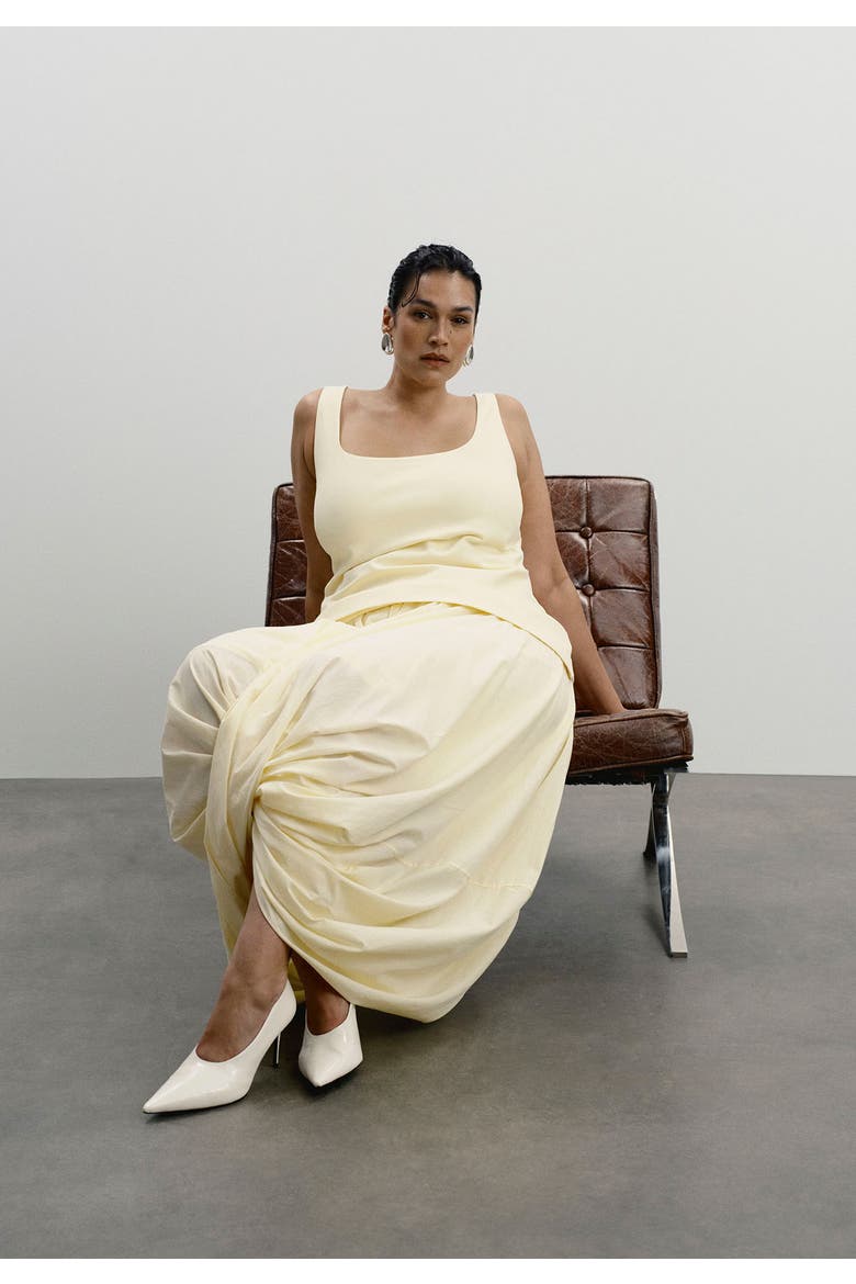 Draped Hem Maxi Dress, Alternate, color, DOUBLE CREAM