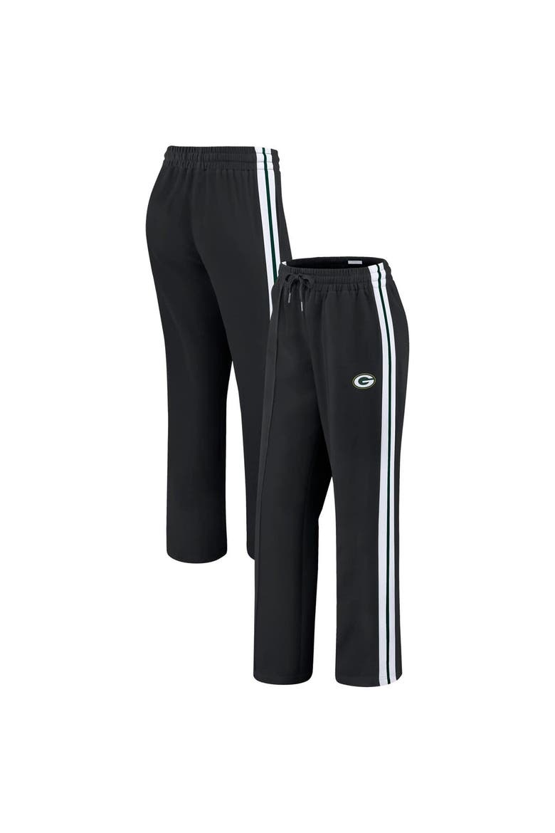 Women's WEAR by Erin Andrews Black Green Bay Packers Color-Block Straight Leg Pants, Main, color, Black
