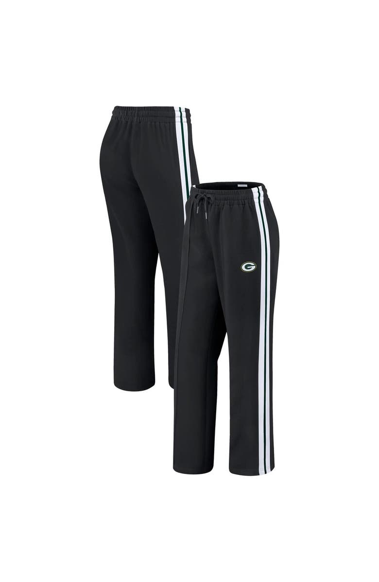 WEAR by Erin Andrews Women's WEAR by Erin Andrews Black Green Bay Packers Color-Block Straight Leg Pants, Main, color, Black