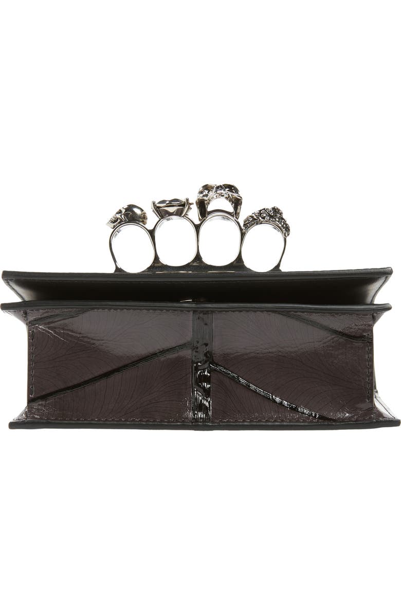 McQueen Mini Jeweled Leaf Embossed Leather Crossbody Bag, Alternate, color,