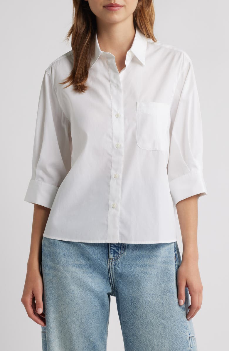 rag & bone Lucia Three Quarter Sleeve Cotton Button-Up Shirt, Main, color,
