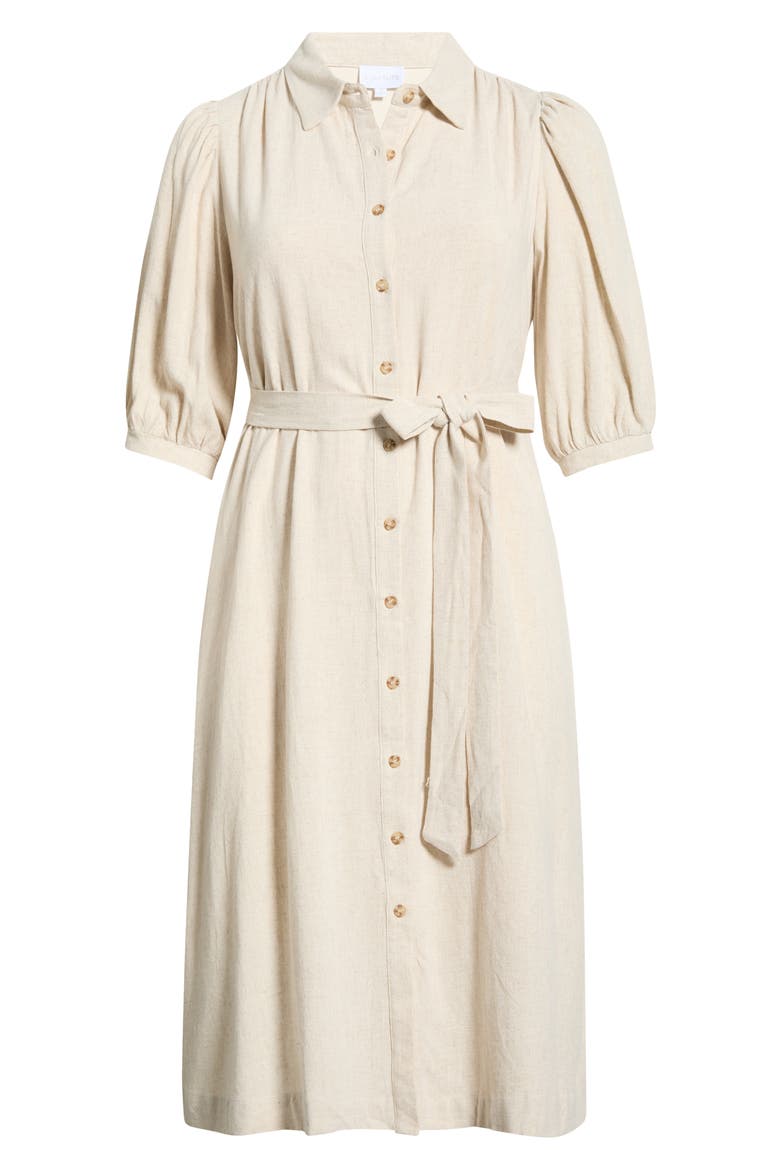 Vienna Tie Waist Shirtdress, Alternate, color, NATURAL
