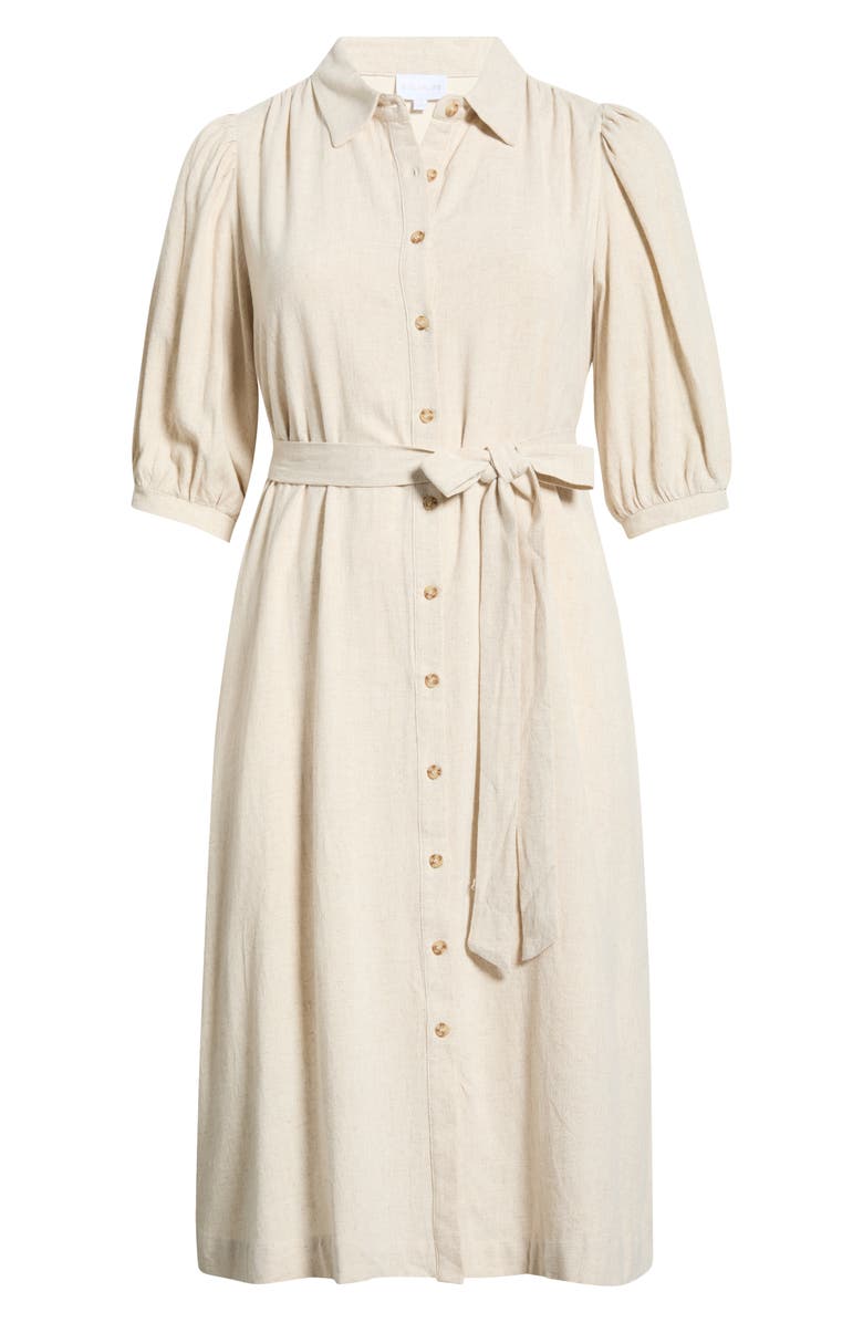 SUGARLIPS Vienna Tie Waist Shirtdress, Alternate, color, Natural