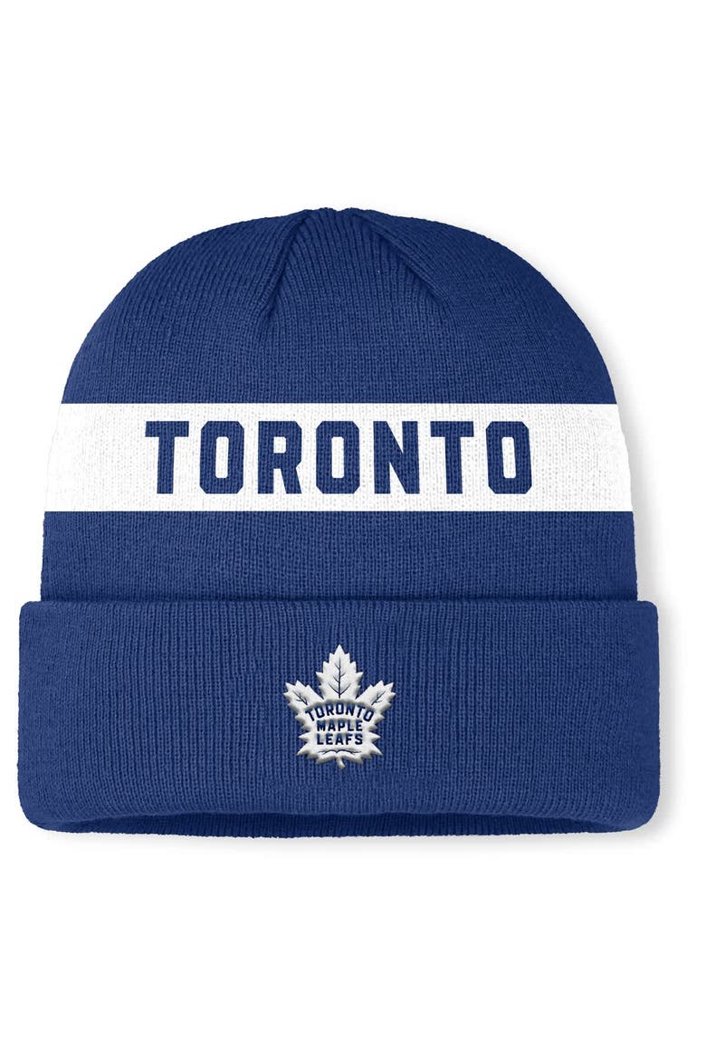 Men's Fanatics Blue Toronto Maple Leafs Authentic Pro Rink Cuffed Knit Hat, Main, color, Blue