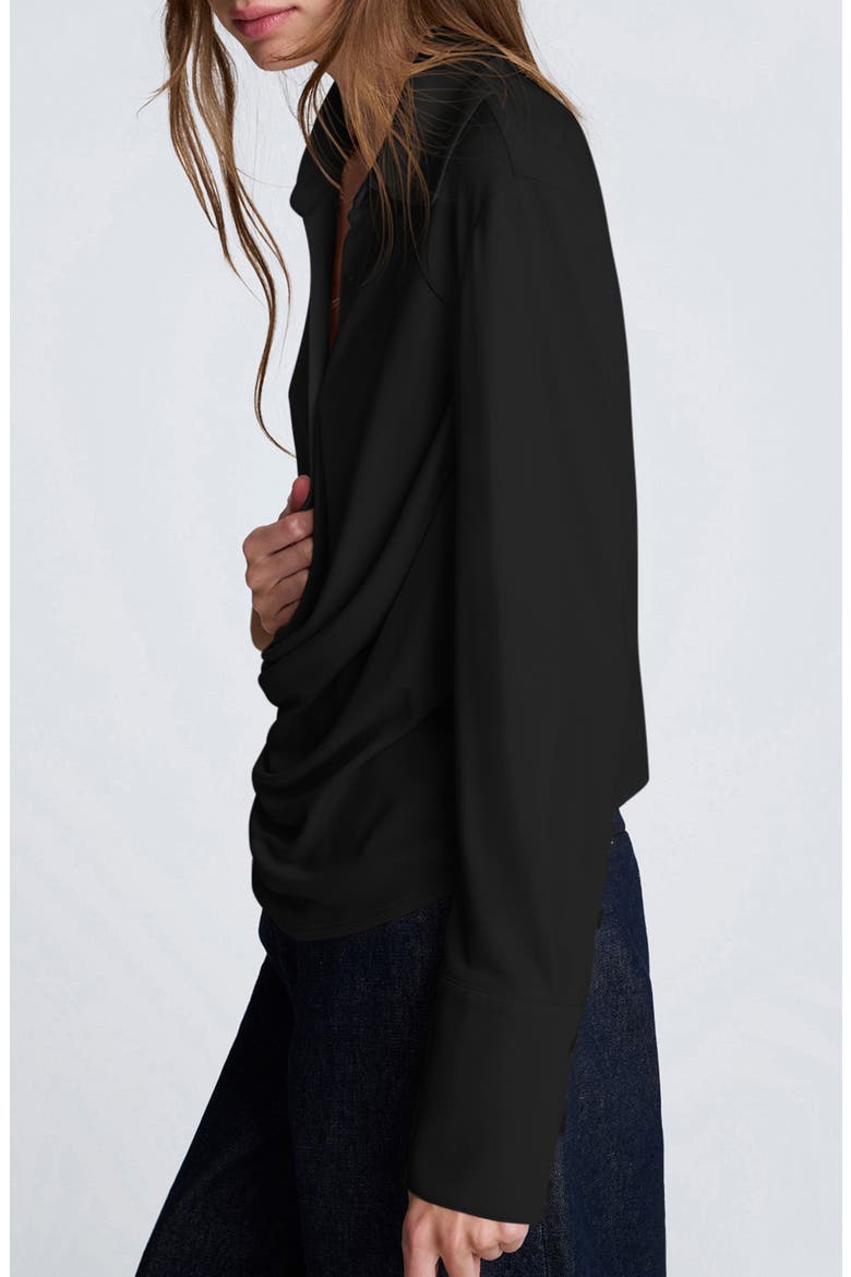 Drape Front Shirt, Alternate, color, BLACK
