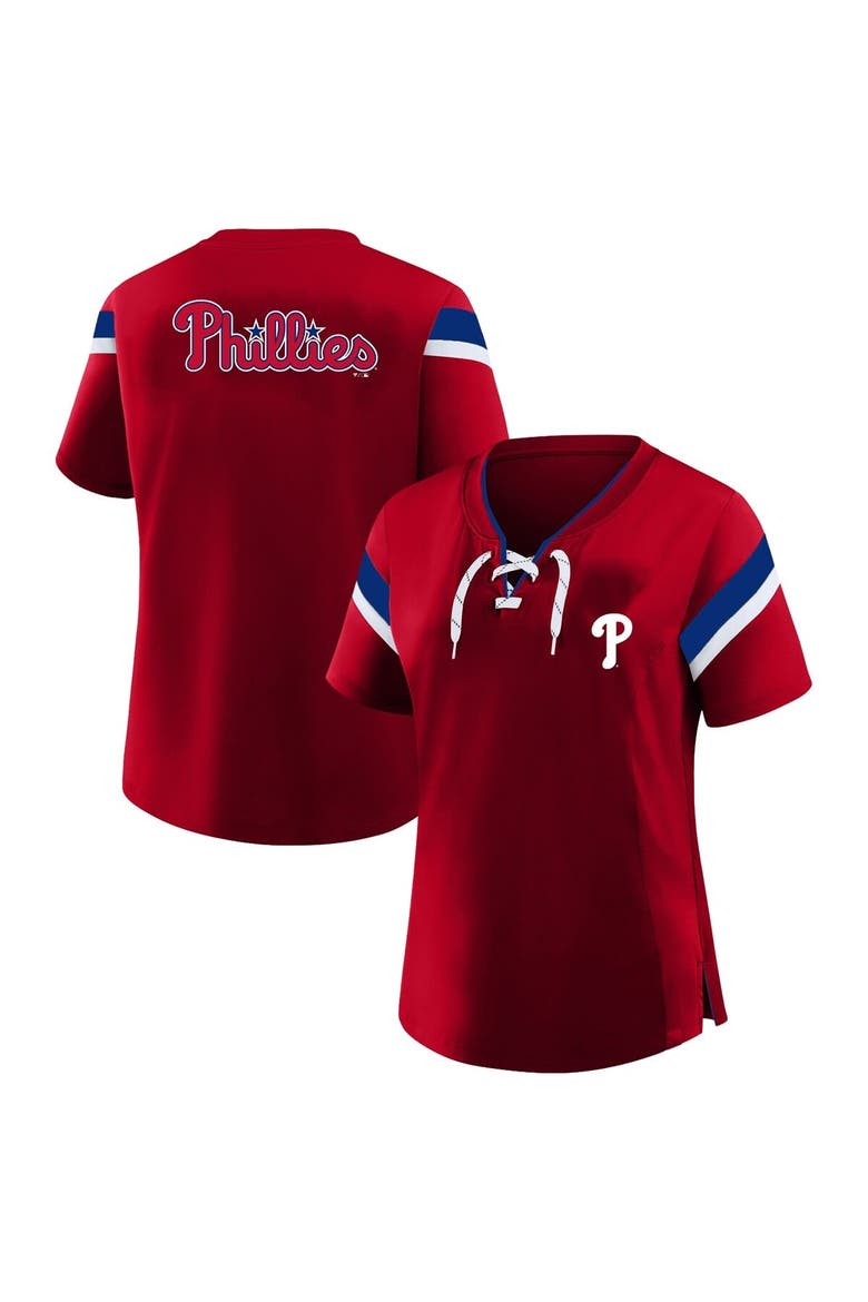 Women's Profile  Red Philadelphia Phillies Lace-Up T-Shirt, Main, color, Red