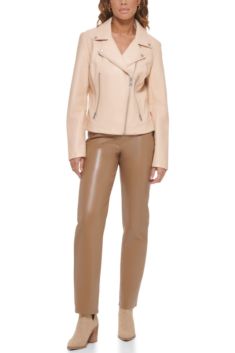 Faux Leather Moto Jacket, Alternate, color, FRAPPE