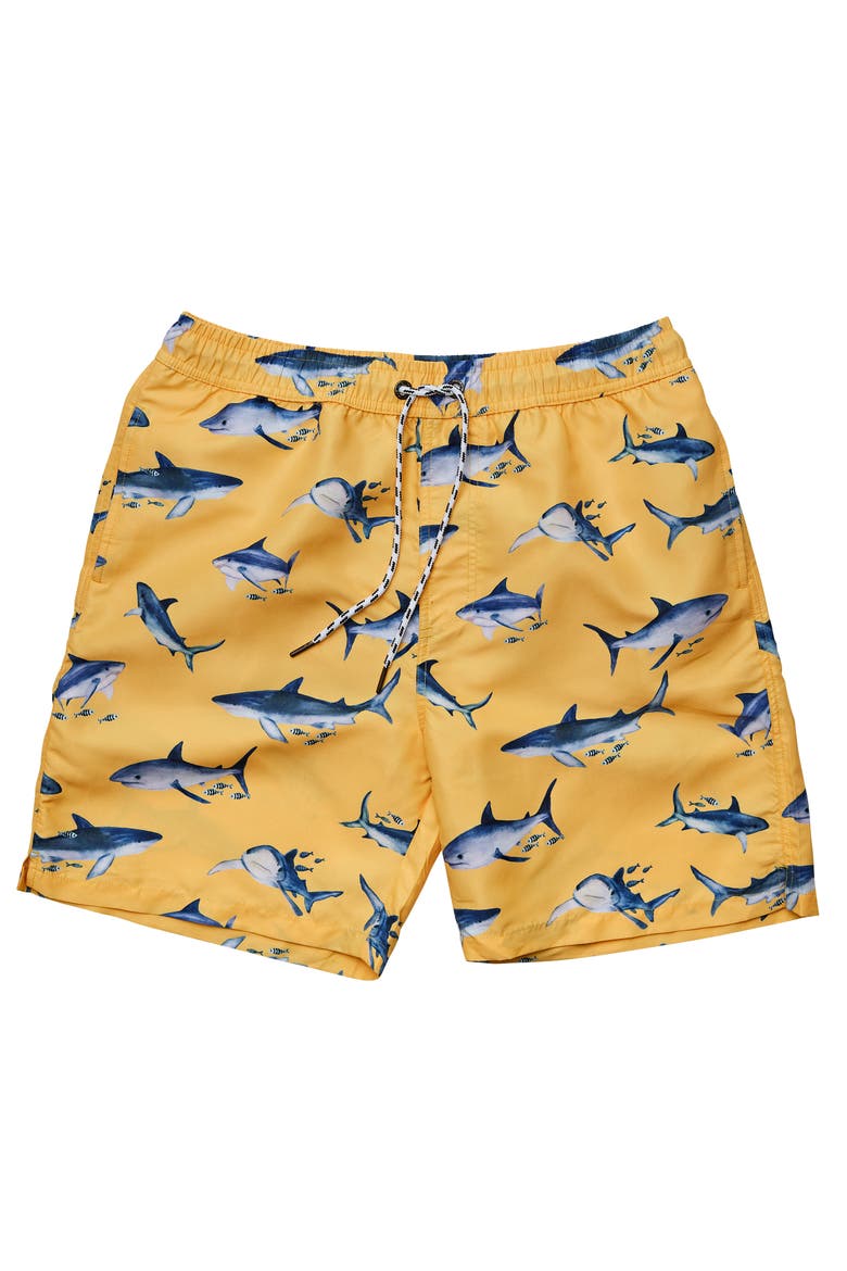 Printed Swim Shorts, Main, color, Sunrise Shark