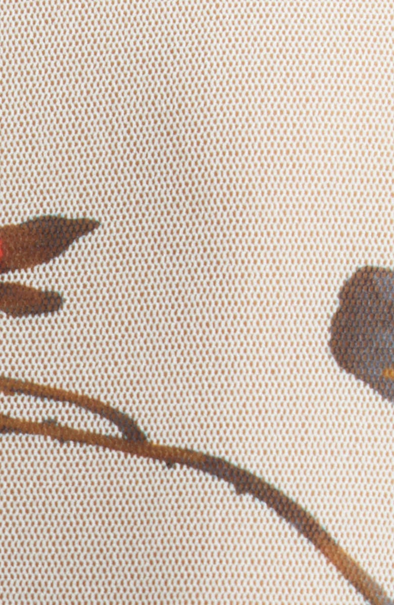 Carolina Herrera Rose Print Silk Mesh Top, Alternate, color, Ivory Multi