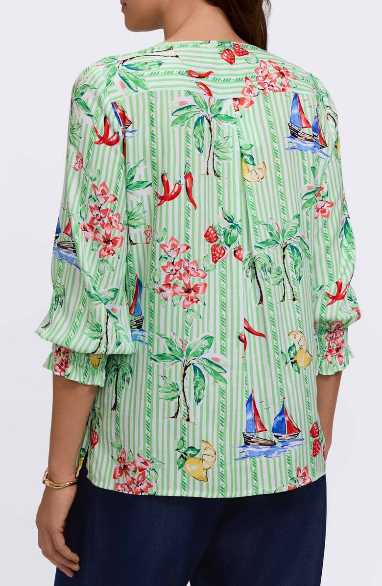 Foxcroft Alicia Resort Stripe Popover Top, Alternate, color, Green Multi