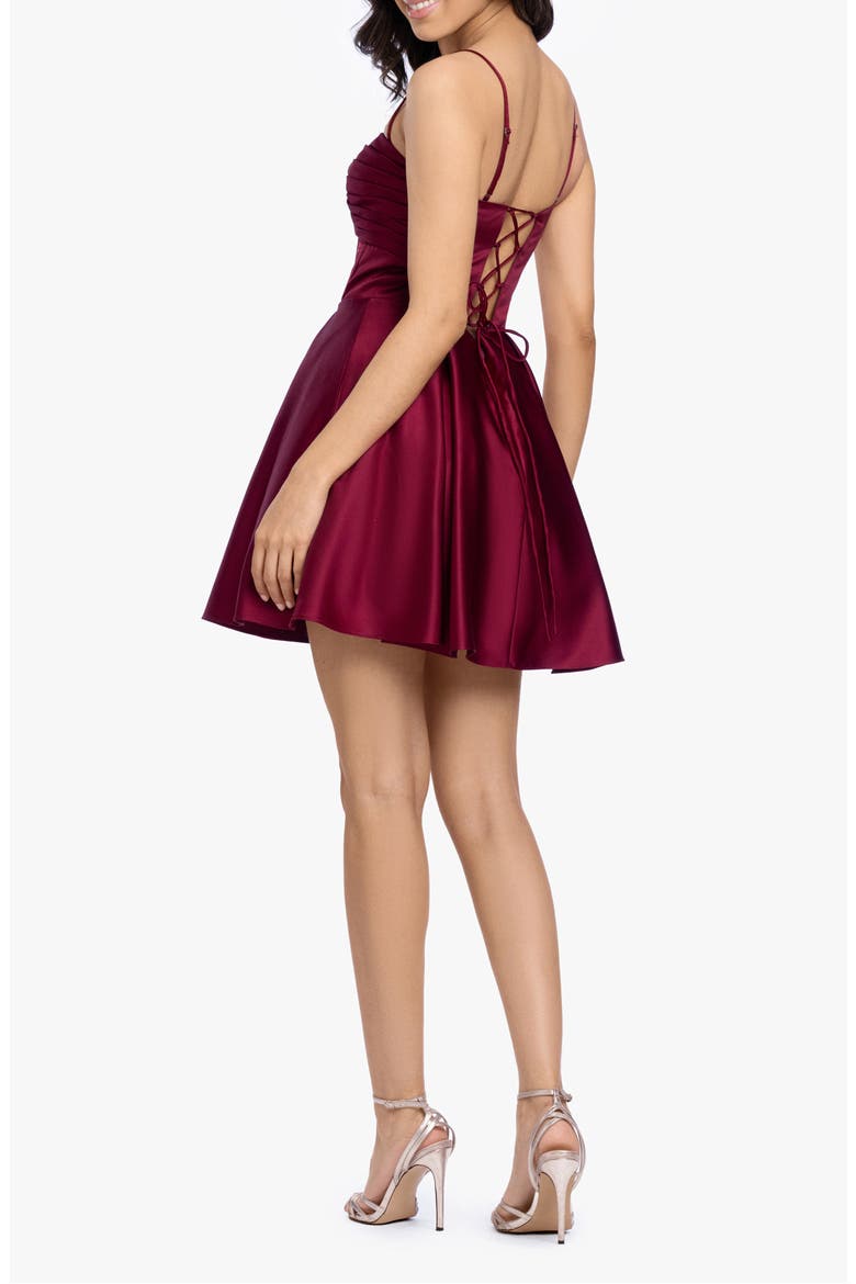 Lamour Lace Back Fit & Flare Minidress, Alternate, color, WINE