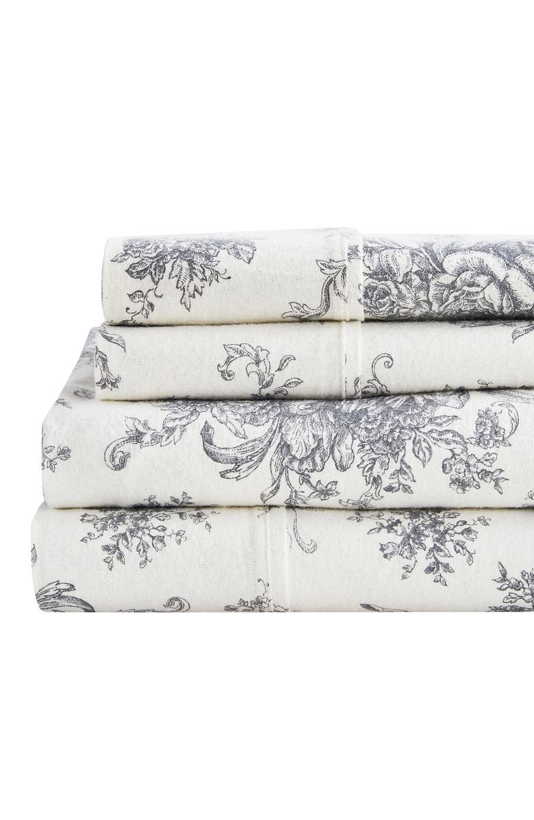 MELANGE HOME Petit Toile Flannel Sheet Set, Alternate, color, Grey