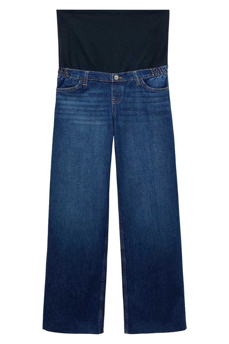 Over the Bump Raw Hem Wide Leg Maternity Jeans, Alternate, color, DARK BLUE